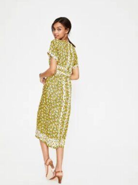 Boden Esmeralda Yellow Polka Dot Wedding Guest Holiday Midi Dress US 6